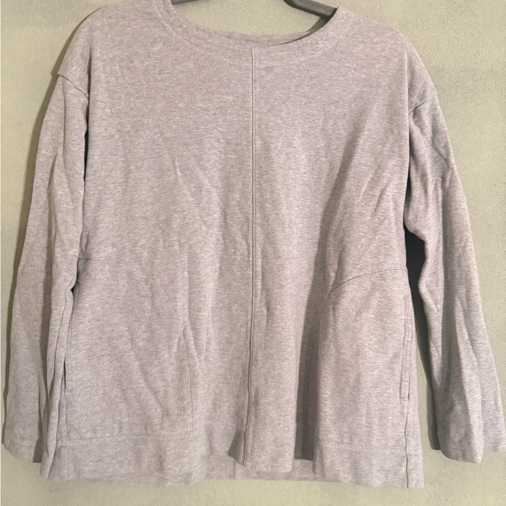 Pure J Jill pullover sweatshirt Light Gray w/ Side Pockets Size Small